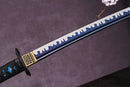 Blue Ocean Katana – Manganese Steel Sword With Wave Hamon Pattern & Snake Tsuba