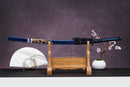 Blue Ocean Katana – Manganese Steel Sword With Wave Hamon Pattern & Snake Tsuba