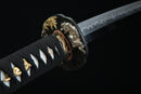 1095 High Carbon Steel Katana, Silver and gold-plated white bronze fittings, Clay-tempered, Hand-Forged, Full Tang, Mōko 猛虎