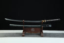 1095 High Carbon Steel Katana, Silver and gold-plated white bronze fittings, Clay-tempered, Hand-Forged, Full Tang, Mōko 猛虎