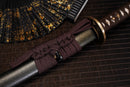 A close-up view of Moonswords Banrin Katana with black shealth.