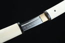Byakuga 白牙 Clay-Tempered T10 Steel Shirasaya Tanto close up