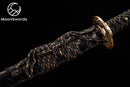 Byakko Katana – Clay Tempered Carbon Steel Samurai Sword With Black Gold Scabbard