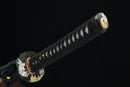 1095 High Carbon Steel Katana, Silver and gold-plated white bronze fittings, Clay-tempered, Hand-Forged, Full Tang, Mōko 猛虎
