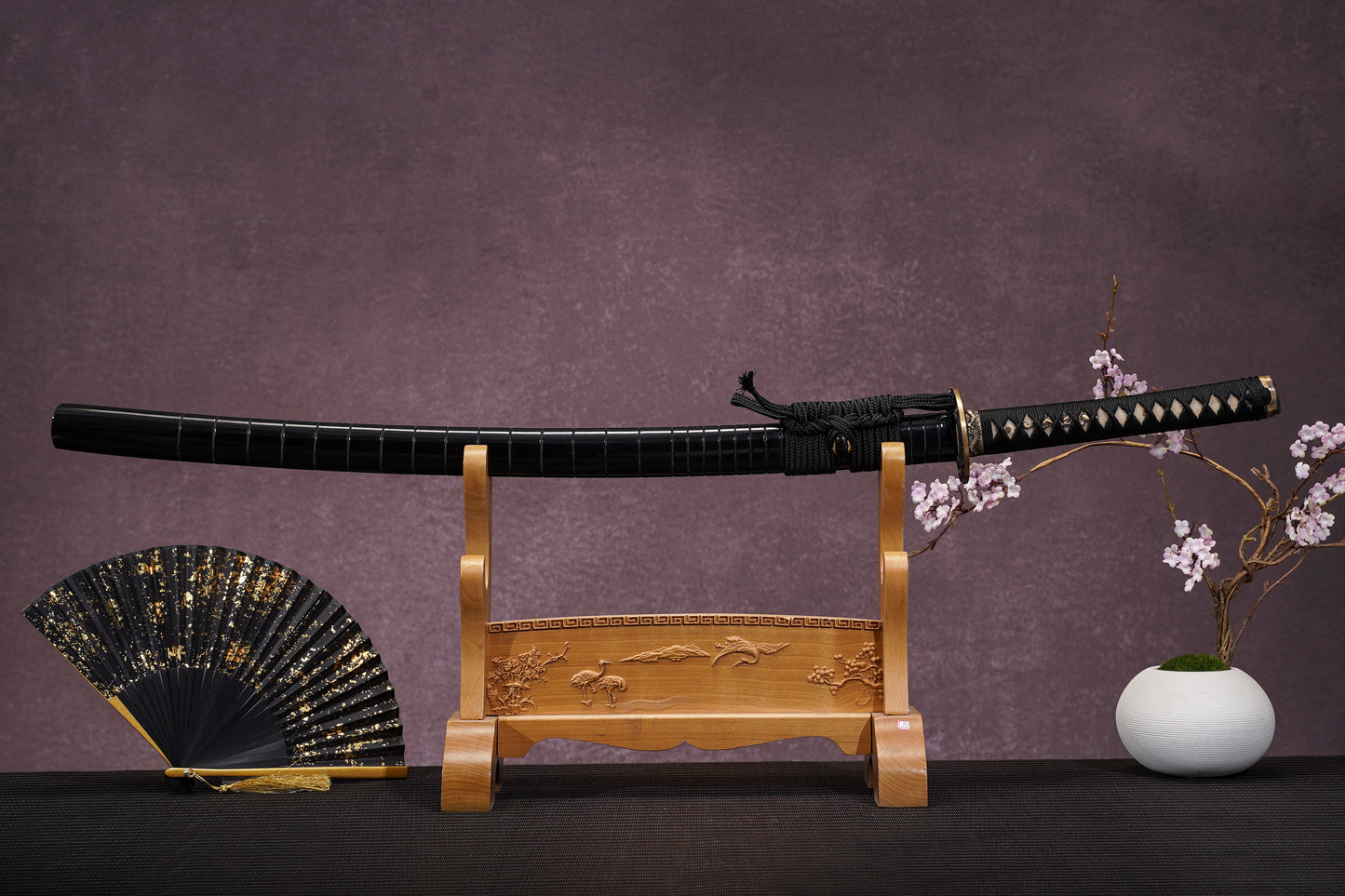 Moonswords Katana | Evil Dragon Katana - Clay Tempered Steel, Black Lacquered Saya
