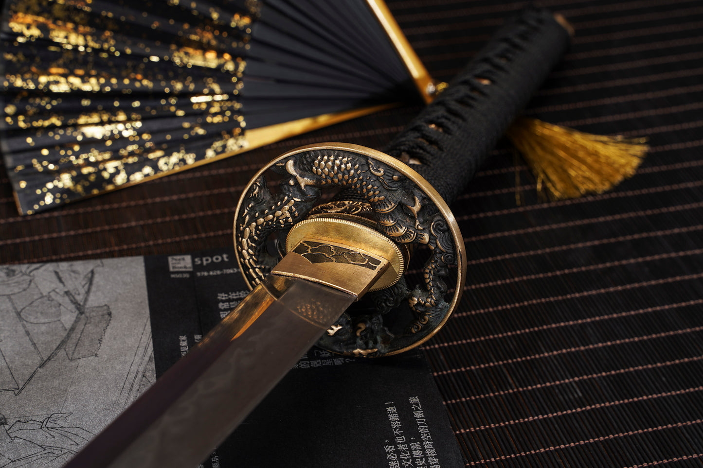 Moonswords Katana | Evil Dragon Katana - Clay Tempered Steel, Black Lacquered Saya