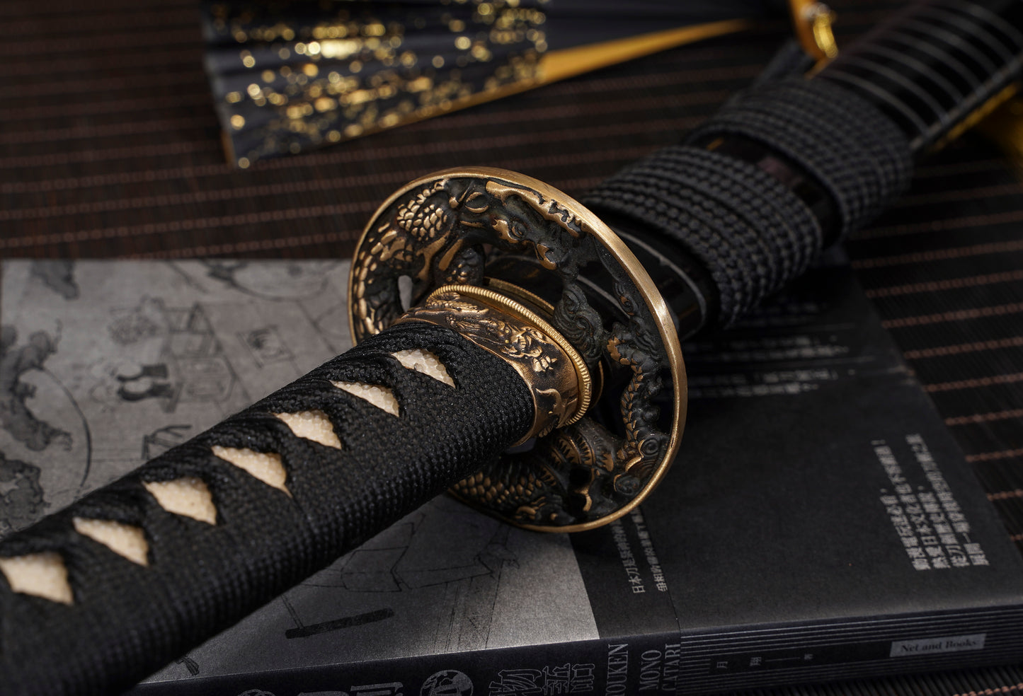 Moonswords Katana | Evil Dragon Katana - Clay Tempered Steel, Black Lacquered Saya
