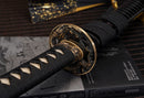 Moonswords Katana | Evil Dragon Katana - Clay Tempered Steel, Black Lacquered Saya