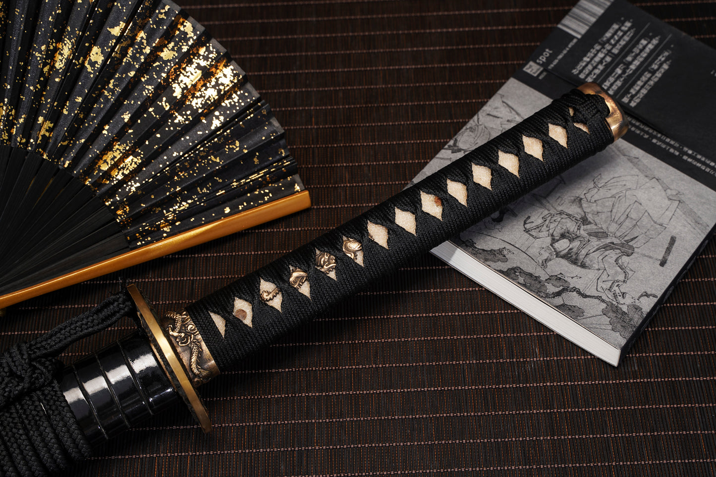Moonswords Katana | Evil Dragon Katana - Clay Tempered Steel, Black Lacquered Saya