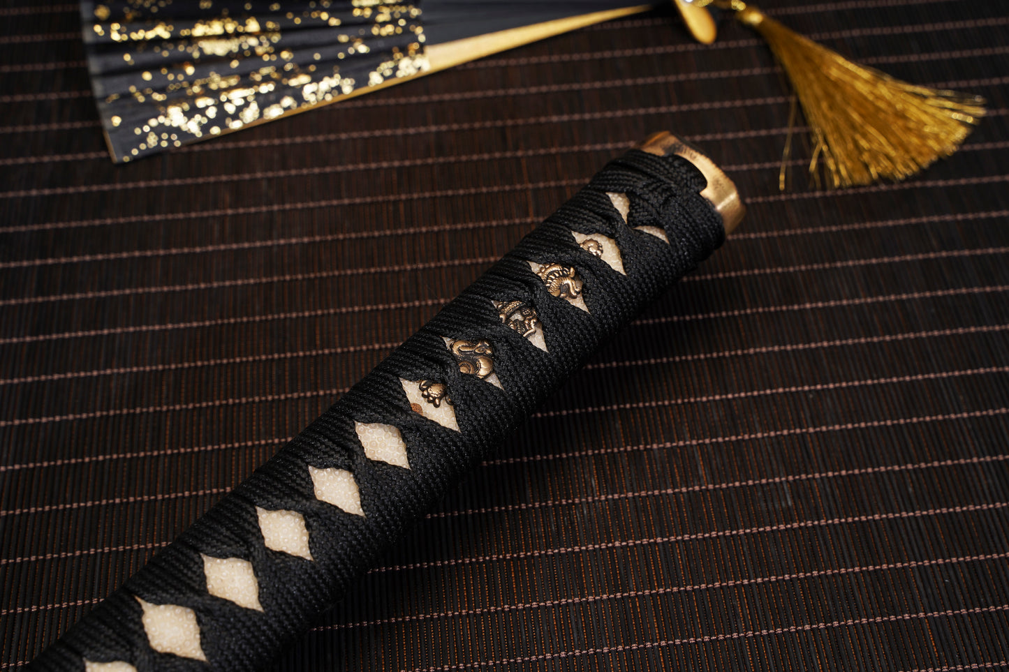 Moonswords Katana | Evil Dragon Katana - Clay Tempered Steel, Black Lacquered Saya
