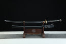 Complete Tenma 天魔 Heavenly Demon katana 39.34 inches with matte black scabbard and black cord wrapping