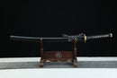Complete Tenma 天魔 Heavenly Demon katana 39.34 inches with matte black scabbard and black cord wrapping