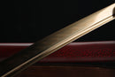 Close-up of a sword blade on a dark background
