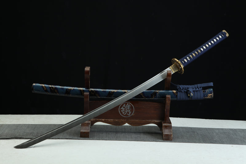 Samurai Collectible Sword - MoonSwords Blue Damascus Katana