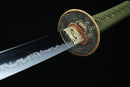 A close-up view of Kyojin Katana with clay-tempered tamahagane steel blade