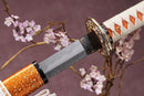 A close-up view of Moonswords Nichirin Katana with Hamon on the blade