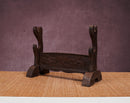 The 45 degree view of Rosewood Kirin Sword Stands with two tiers