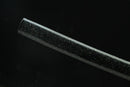 A close-up view of Moonswords Suihyou Katana, with a black shealth.