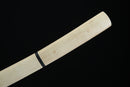 Wooden sword handle with a black band on a black background