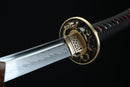 T10 Steel Wakizashi Clay Tempered Full Tang with Bronze Tsuba and Menuki (Shōryū 昇龍 )