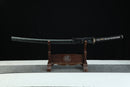 1095 High Carbon Steel Katana, Silver and gold-plated white bronze fittings, Clay-tempered, Hand-Forged, Full Tang, Mōko 猛虎