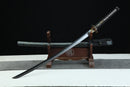 1095 High Carbon Steel Katana, Silver and gold-plated white bronze fittings, Clay-tempered, Hand-Forged, Full Tang, Mōko 猛虎