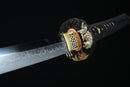 1095 High Carbon Steel Katana, Silver and gold-plated white bronze fittings, Clay-tempered, Hand-Forged, Full Tang, Mōko 猛虎
