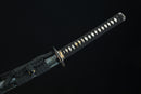 1095 High Carbon Steel Katana, Silver and gold-plated white bronze fittings, Clay-tempered, Hand-Forged, Full Tang, Mōko 猛虎