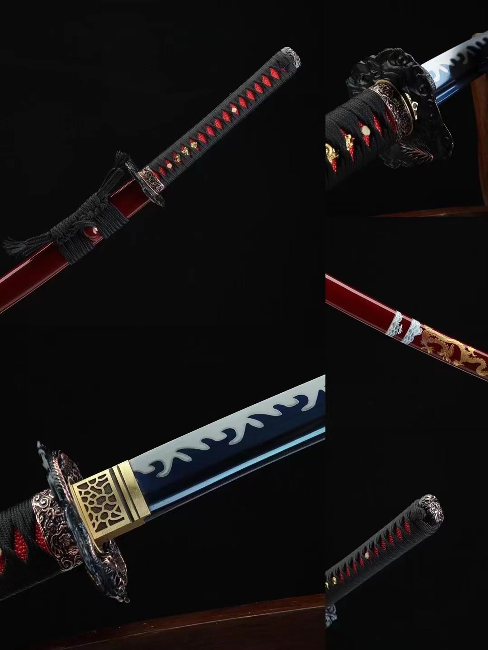 a series of photos showing different types of swords